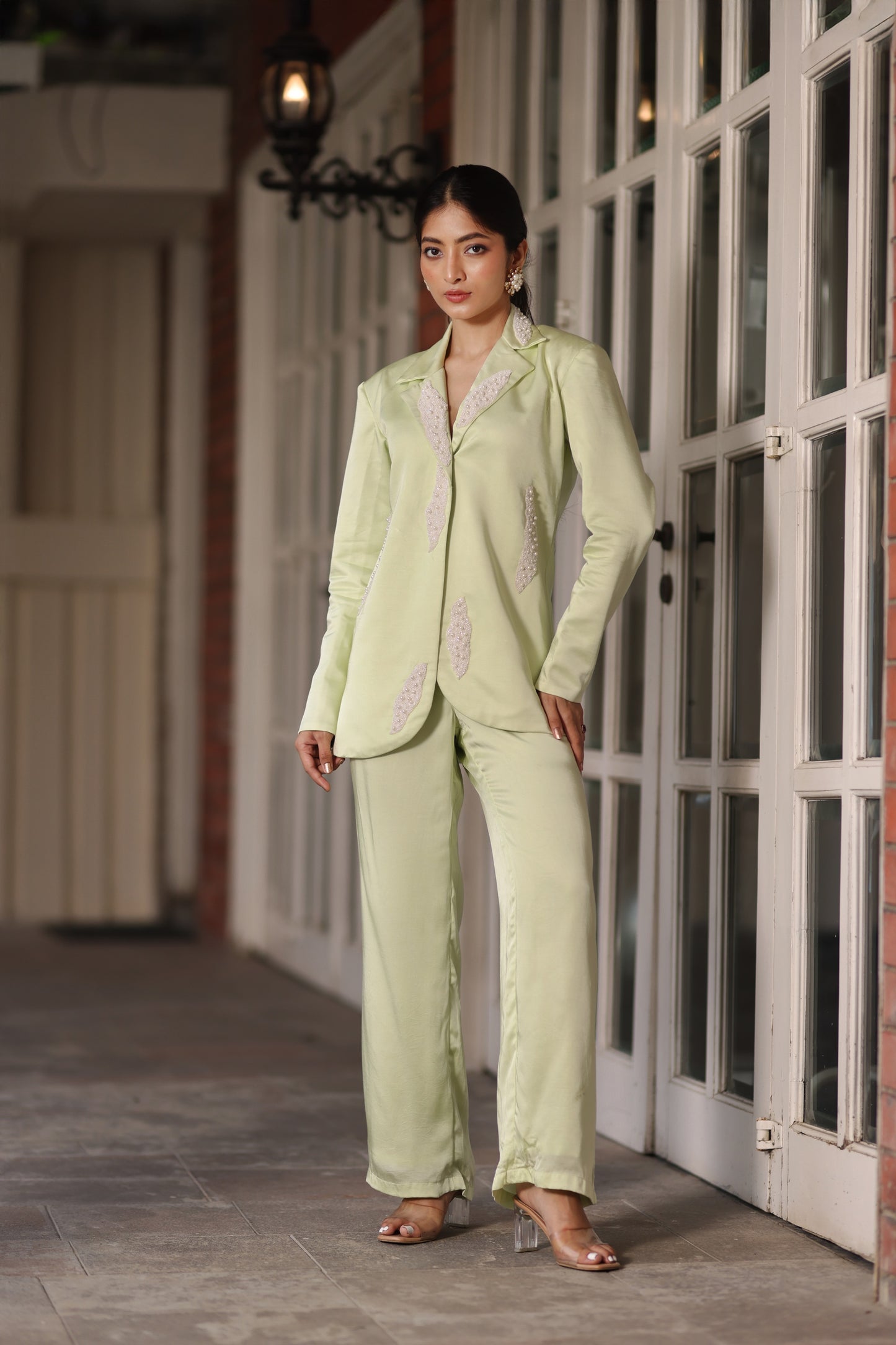 Mint green  Pearl Embroidered Set