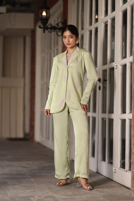 Mint green  Pearl Embroidered Set