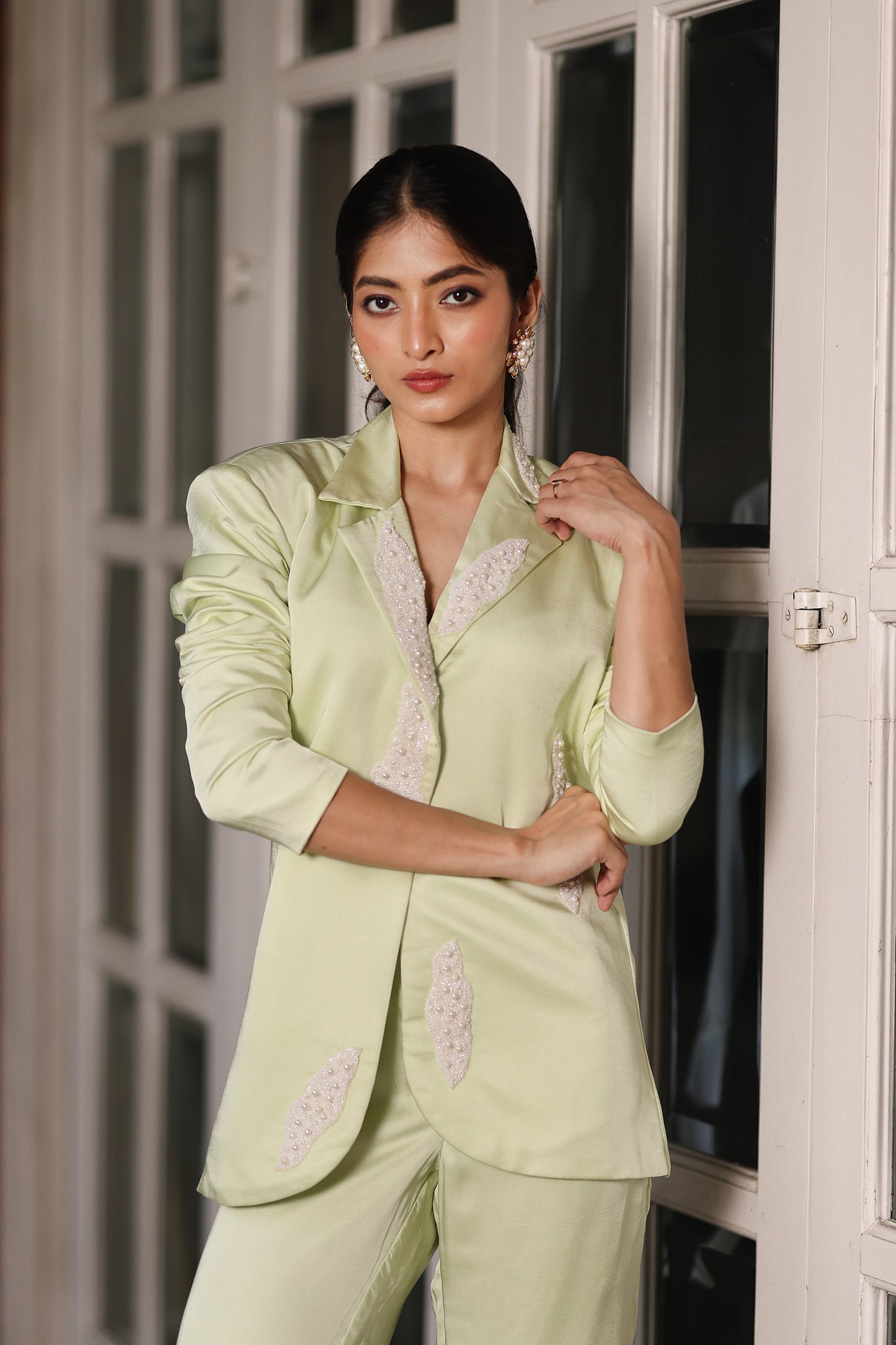 Mint green  Pearl Embroidered Set