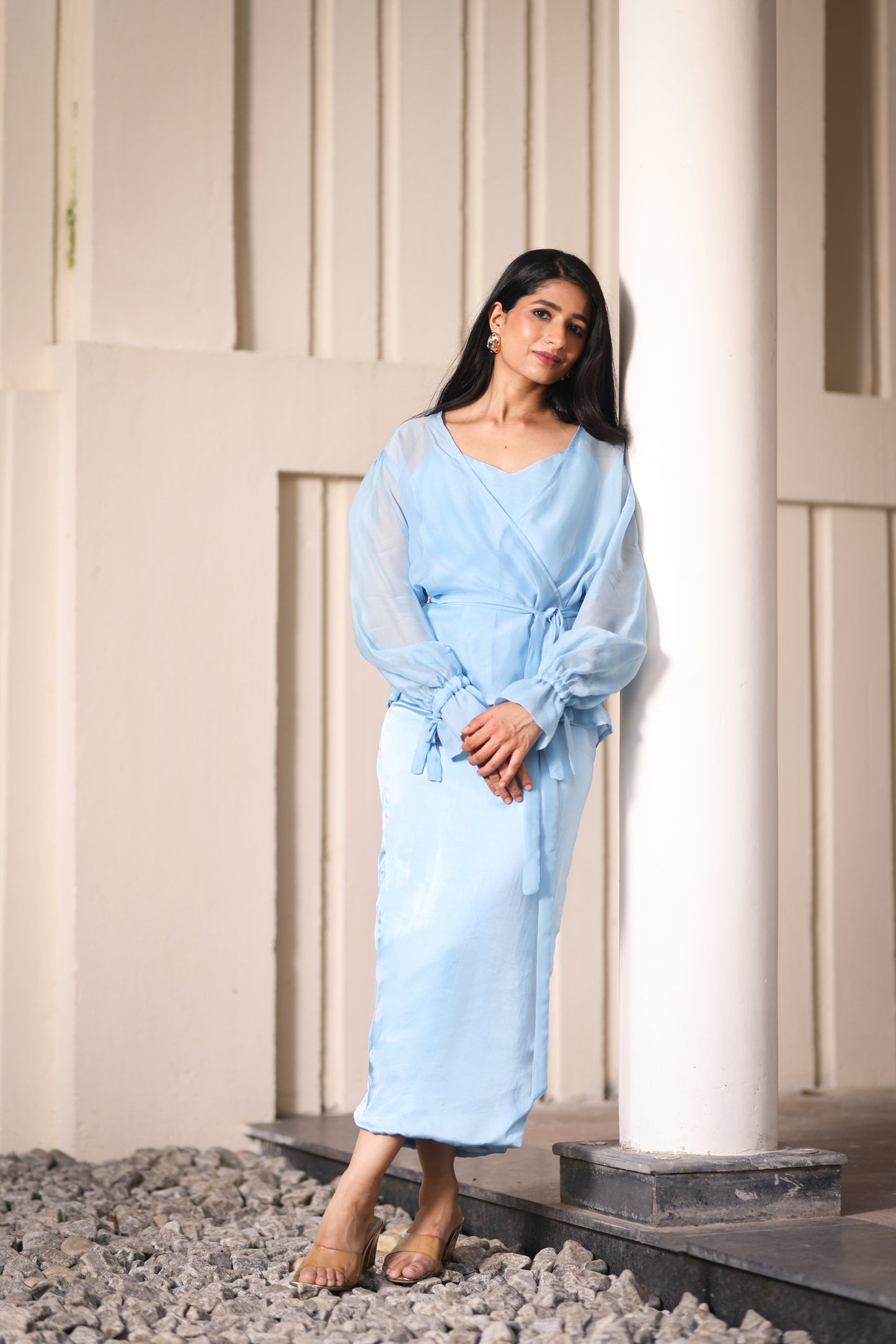 Serene Blue Organza Jacket Set