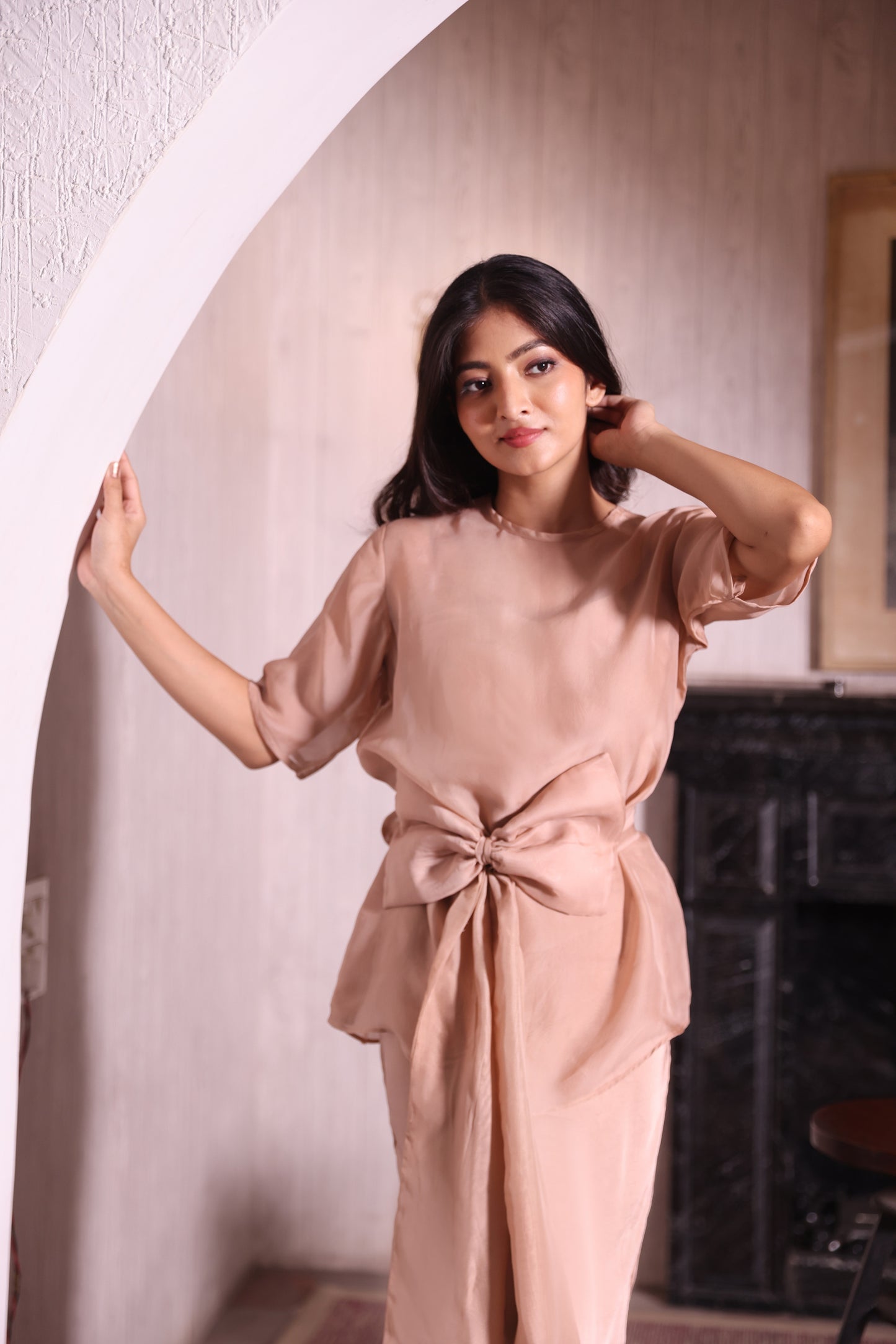 Blush Bow Draped Set