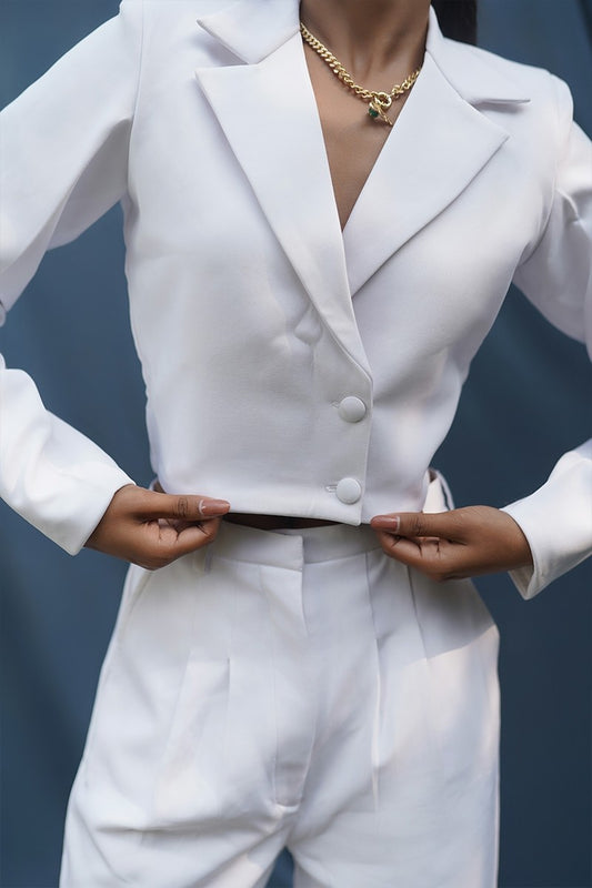 White Cropped Blazer