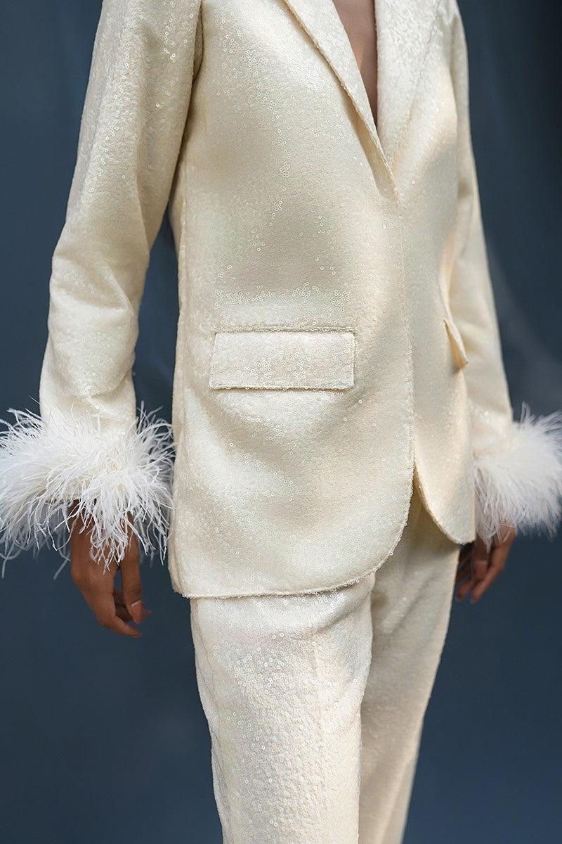 Off-White Sequins Feather Set